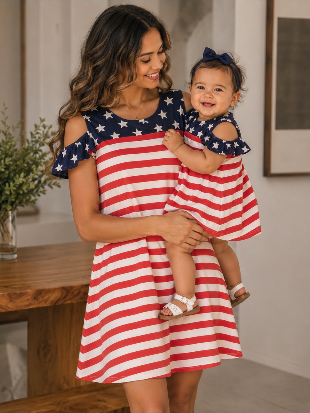 Mom and me matching Stars and Stripes dresses